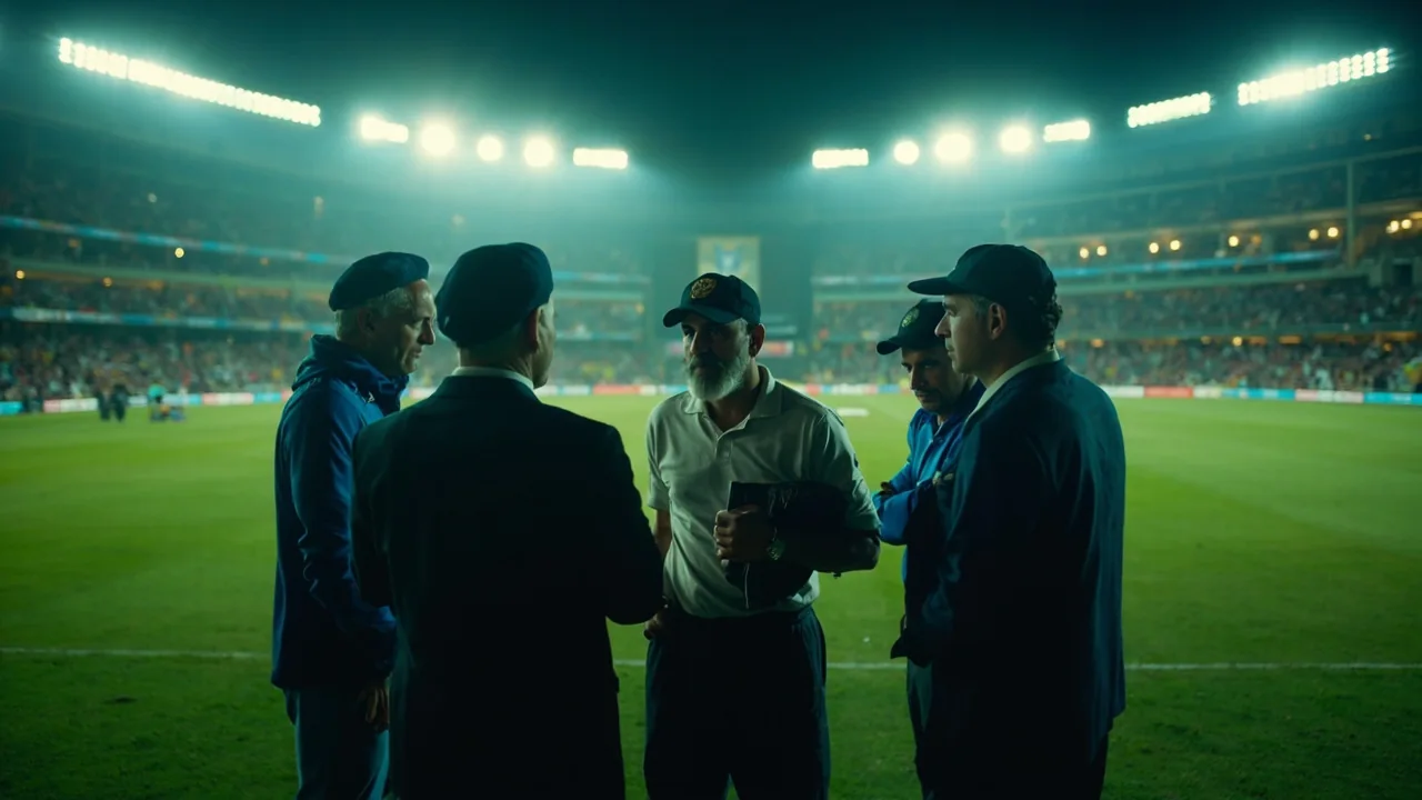 Lord's Cricket Ground during the third India-England ODI with the stands lit under floodlights
